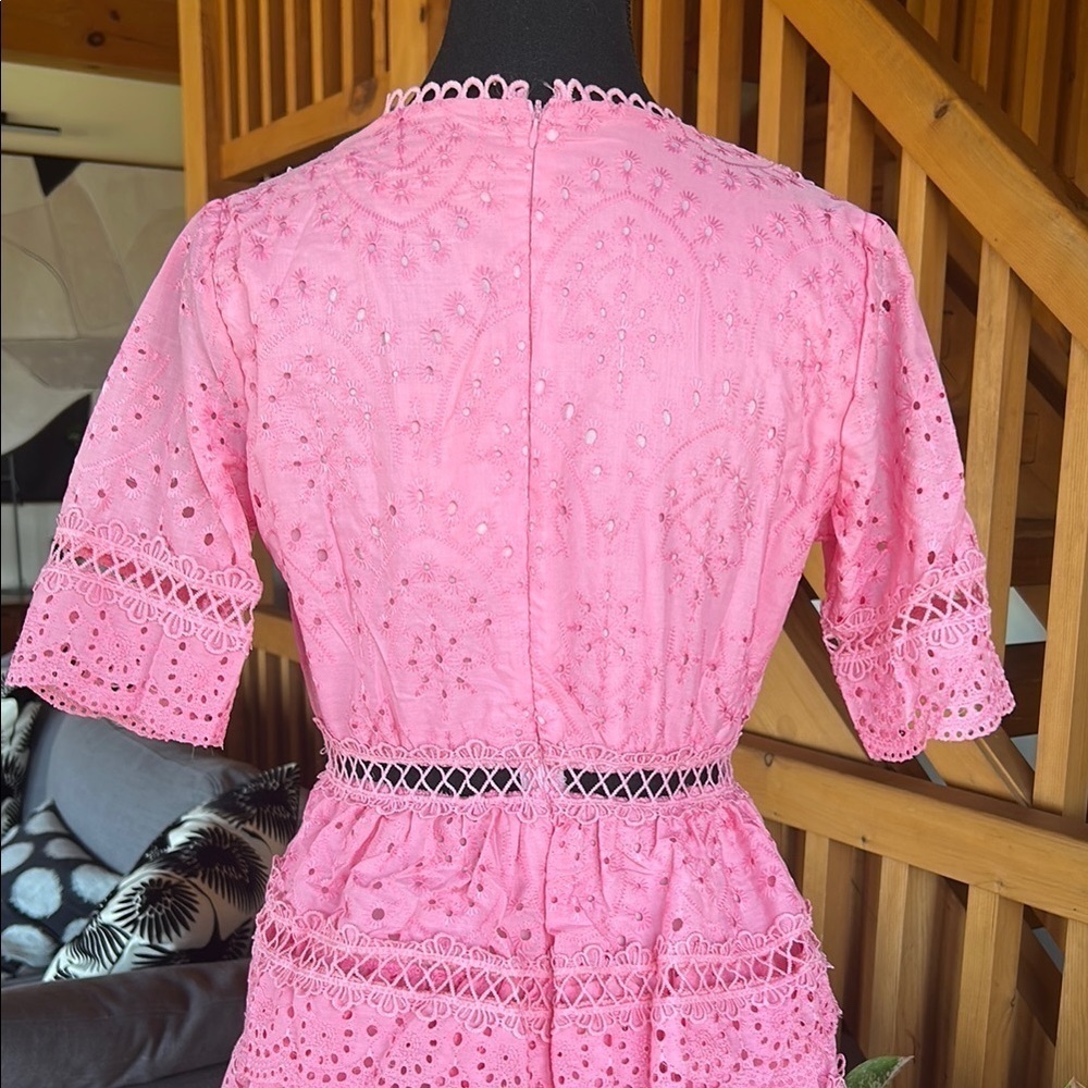 Pink Ruffled Tiered Midi Dress - Picture 9 of 10